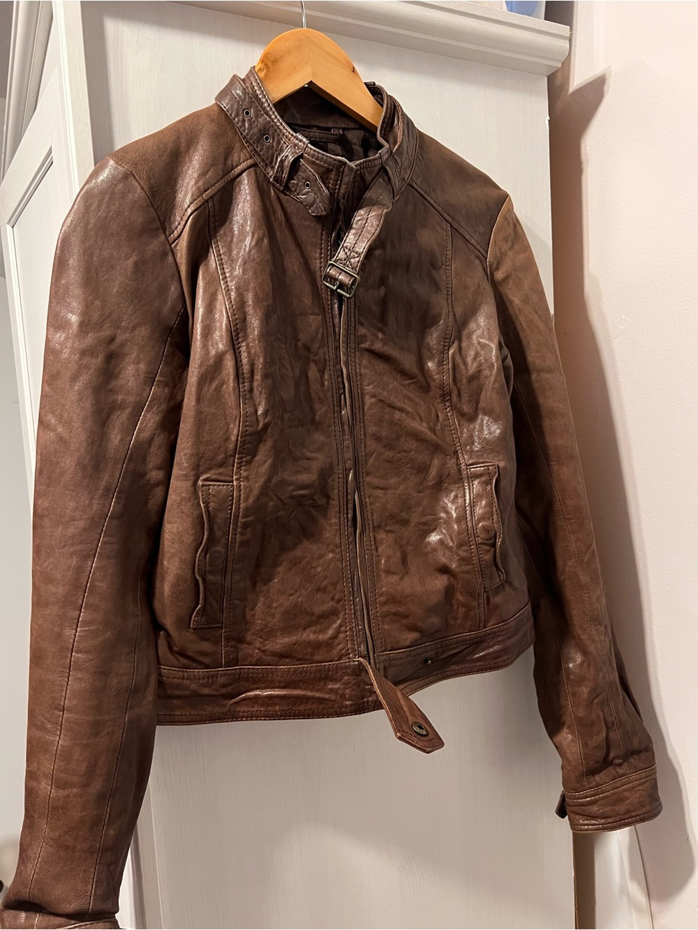 Abercrombie & Fitch Brown Leather Biker Jacket